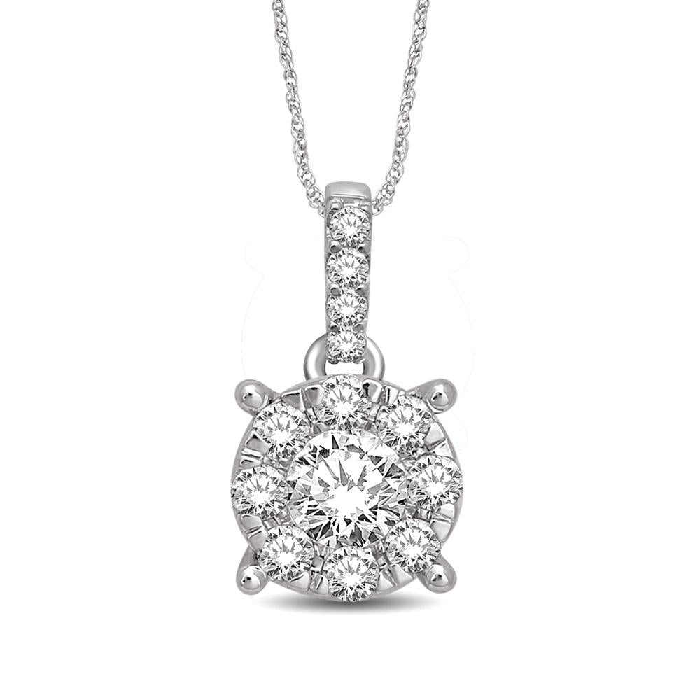 14K White Gold 1/2 Ctw Diamond Fashion Pendant