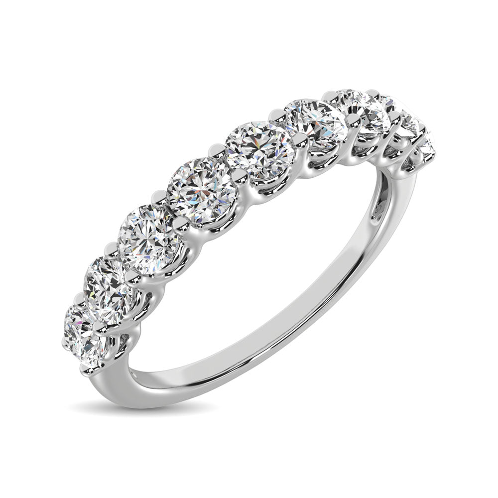 14K White Gold Diamond 1 Ct.Tw. 9 Stone Anniversary Band