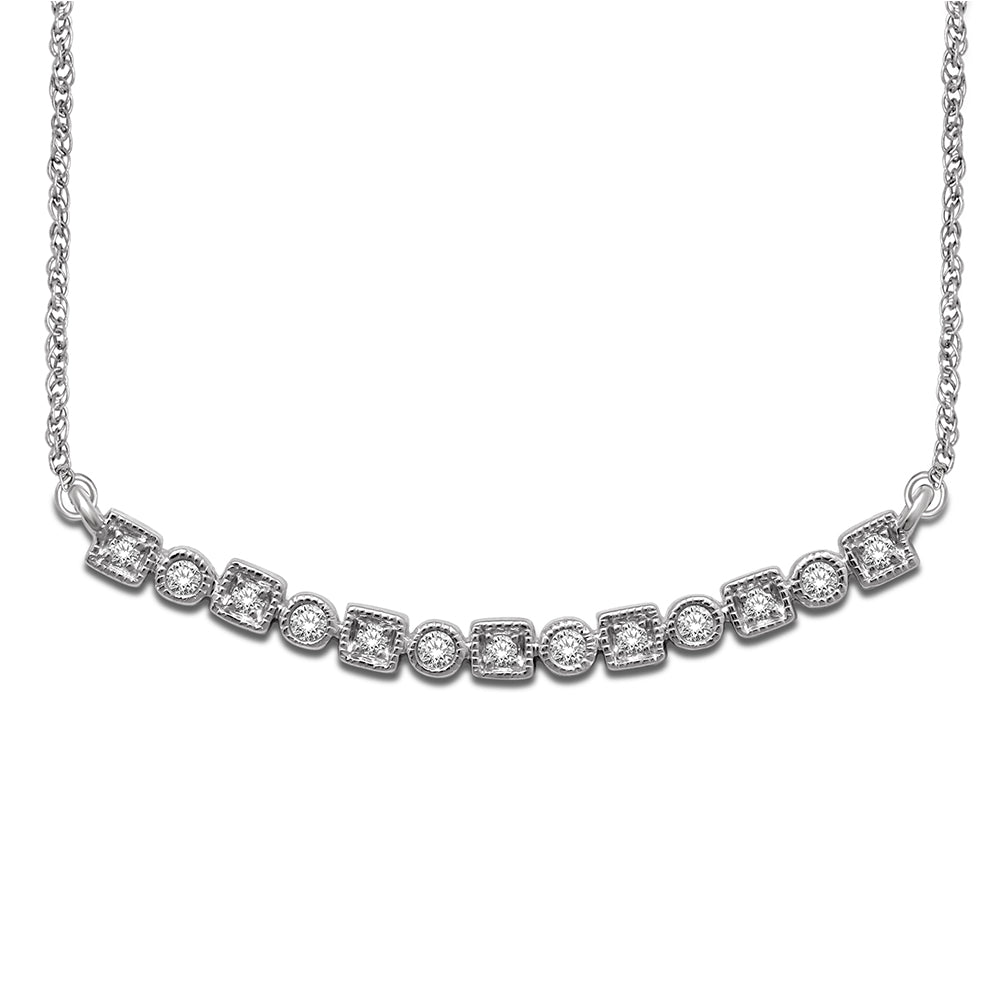 14K White Gold 1/8 Ct.Tw. Diamond Stackable Necklace